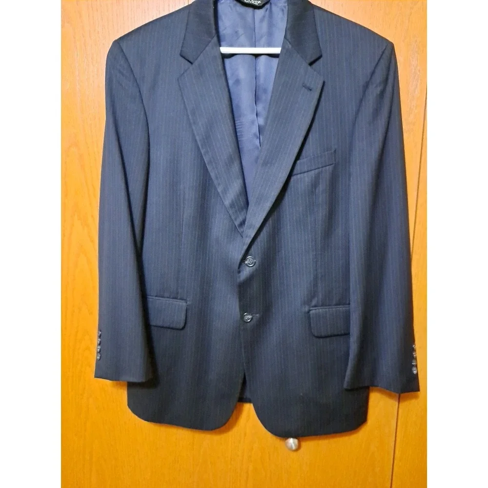 Jos. A. Bank Men's Black Striped Two Button Sport Coat Blazer Wool  Size 42 RG